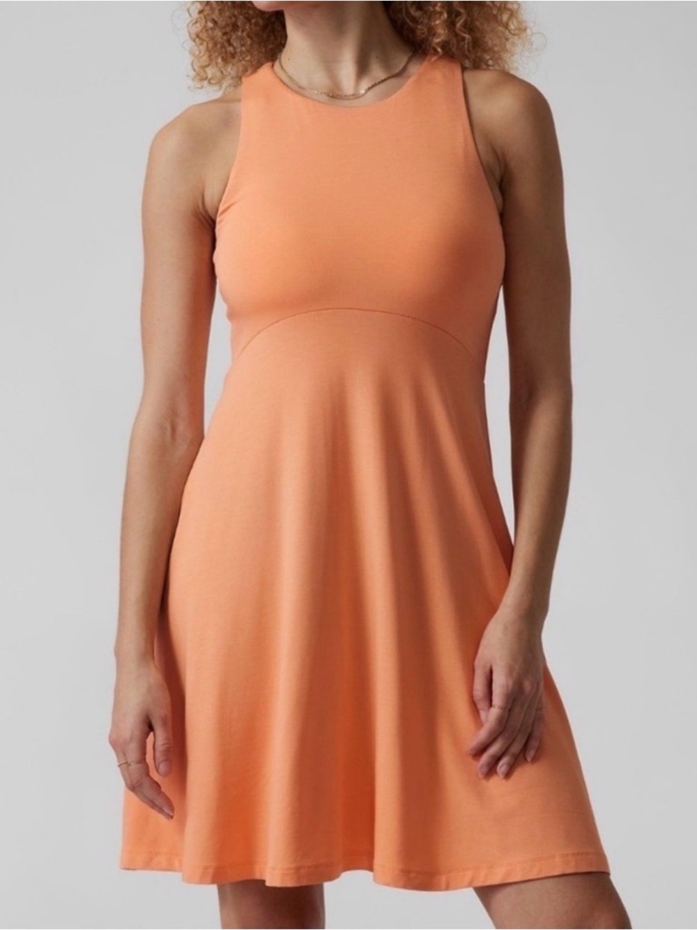 Athleta Santorini Thera Dress Peach Light Orange Stretch Women Size Large